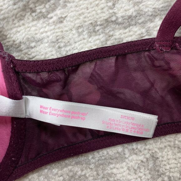 PINK Victoria Secret Wear Every Where Push Up Floral Print Red Bra Size 32C - Picture 2 of 6